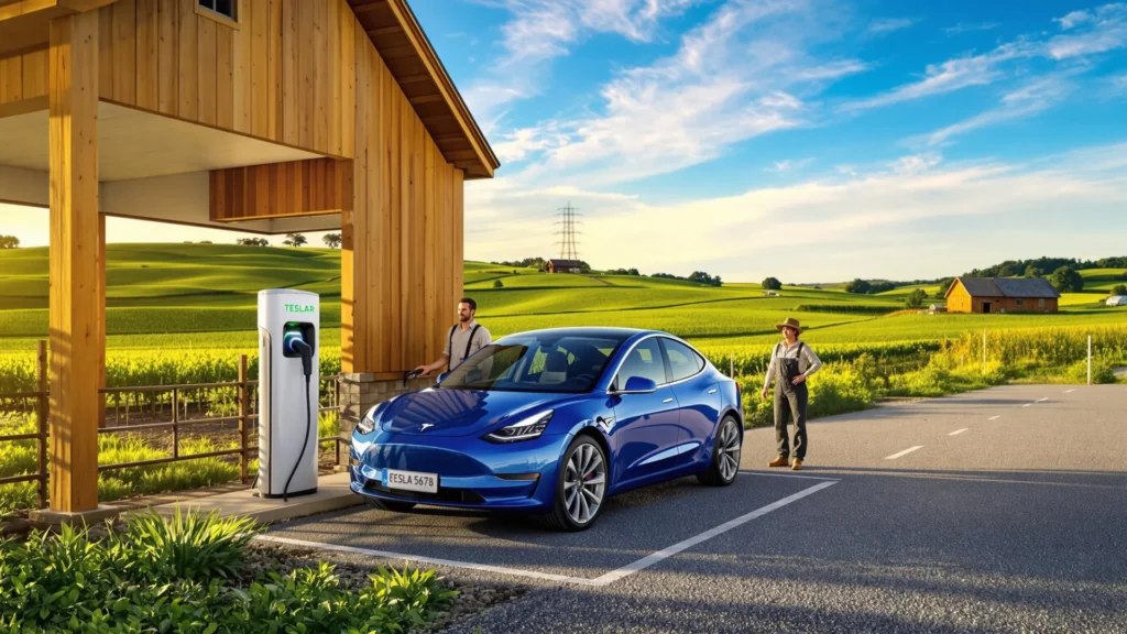 Zone de recharge pour voiture électrique en campagne